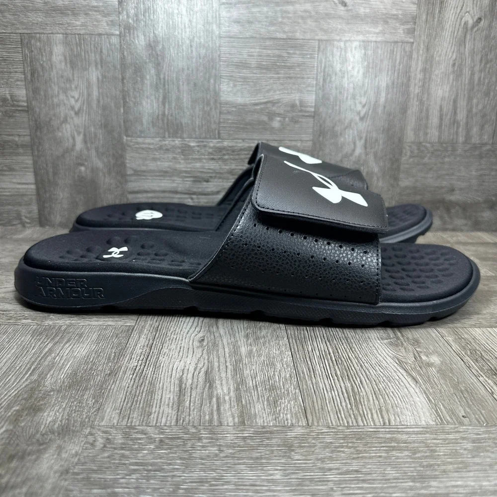 Under Armour Ignite VI Slides Mens 17 Black Memory Foam NEW 3026023-001
